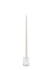 Ivory 45cm Taper Candles with Glass Cube Holders - Set of 6 Pack of 6