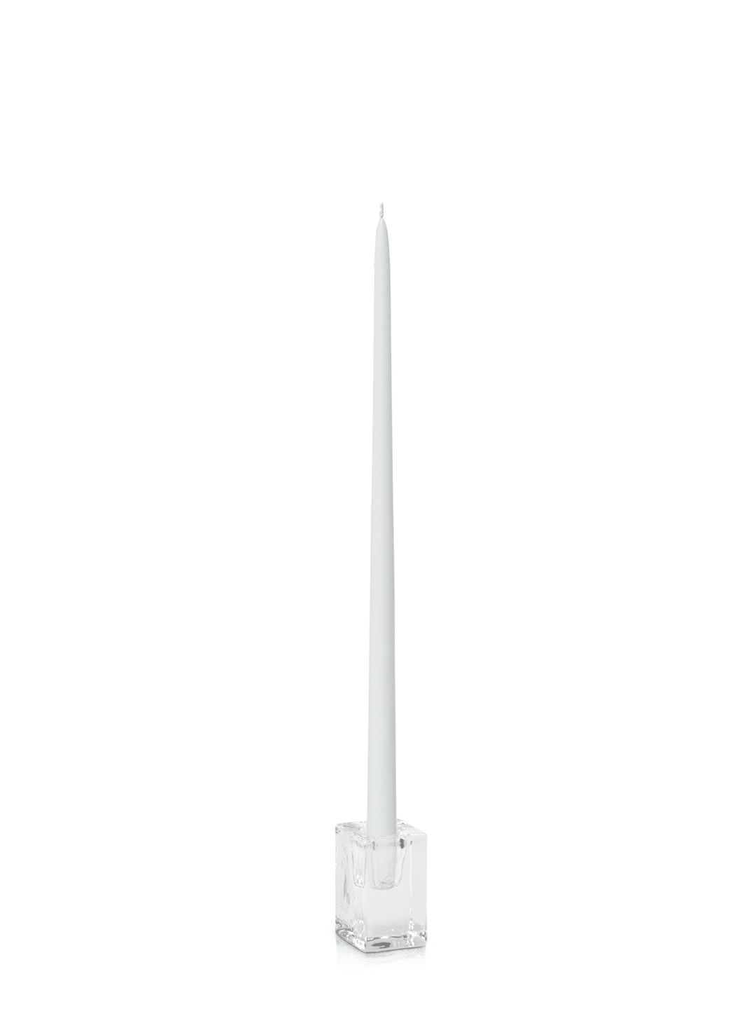 White 45cm Taper Candles with Glass Cube Holders - Set of 6 Pack of 6