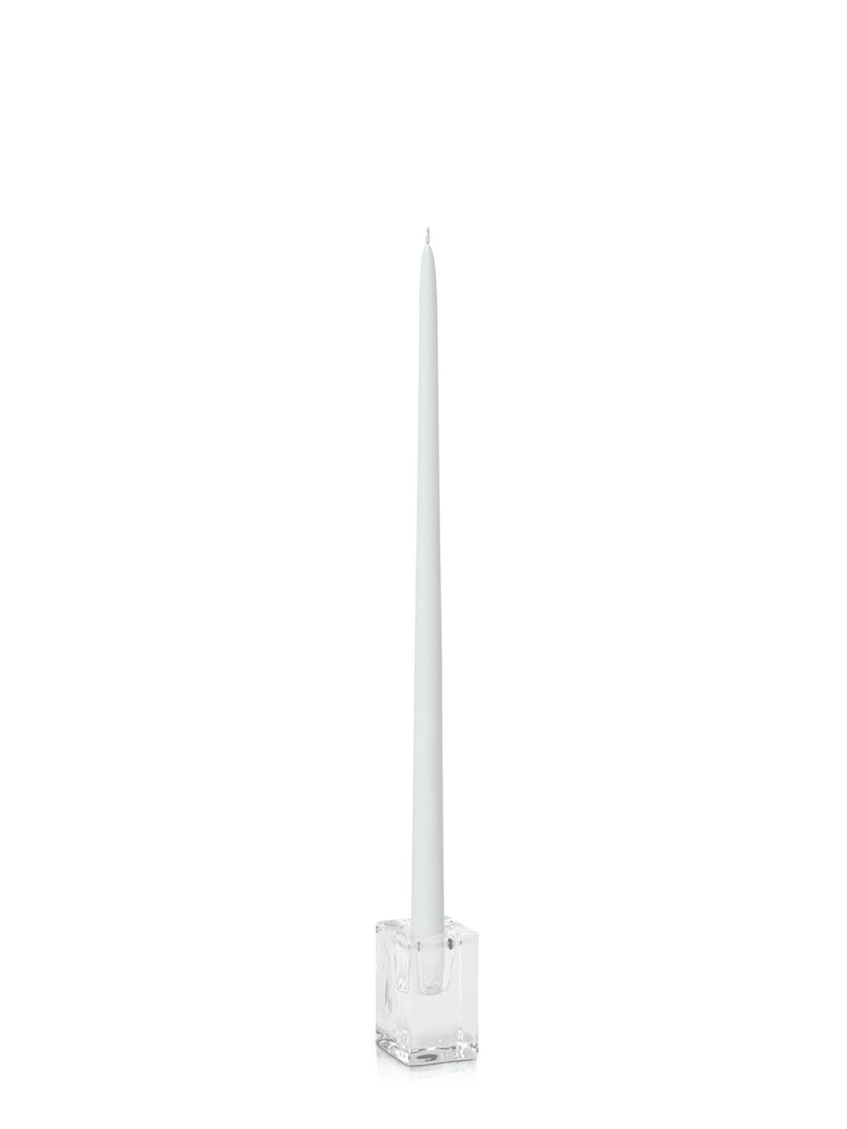 White 45cm Taper Candles with Glass Cube Holders - Set of 6 Pack of 6