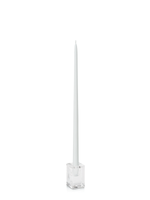 White 45cm Taper Candles with Glass Cube Holders - Set of 6