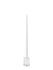 White 45cm Taper Candles with Glass Cube Holders - Set of 6 Pack of 6
