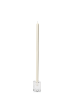 Ivory 50cm Dinner Candles with Glass Cube Holders - Set of 6