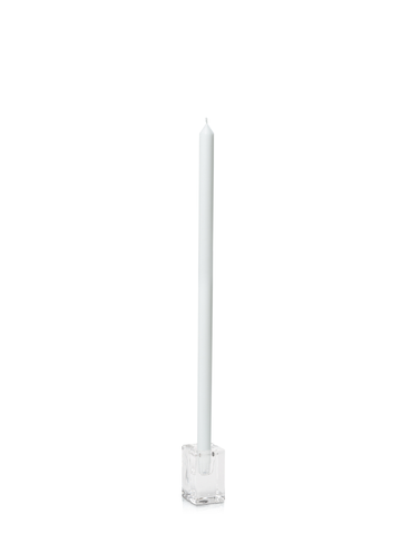 White 50cm Dinner Candles with Glass Cube Holders - Set of 6