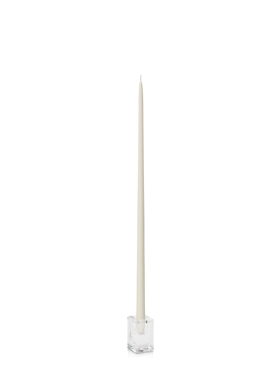 Ivory 55cm Taper Candles with Glass Cube Holders - Set of 6 Pack of 6