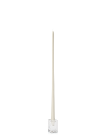 Ivory 55cm Taper Candles with Glass Cube Holders - Set of 6 Pack of 6