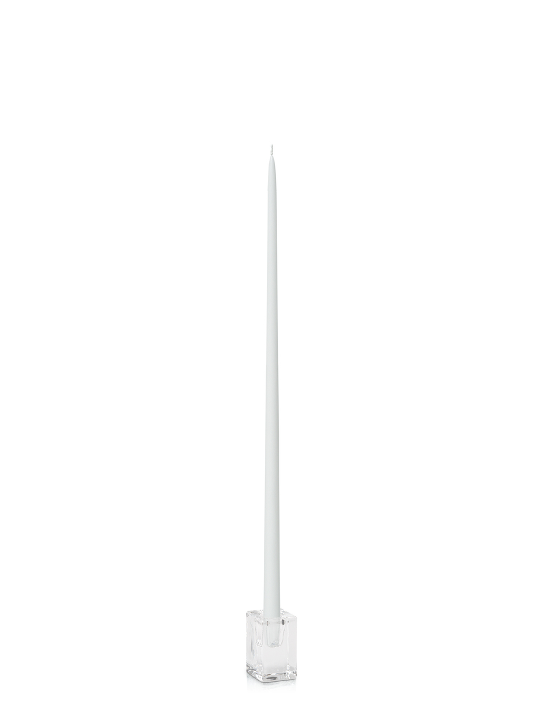 White 55cm Taper Candles with Glass Cube Holders - Set of 6 Pack of 6