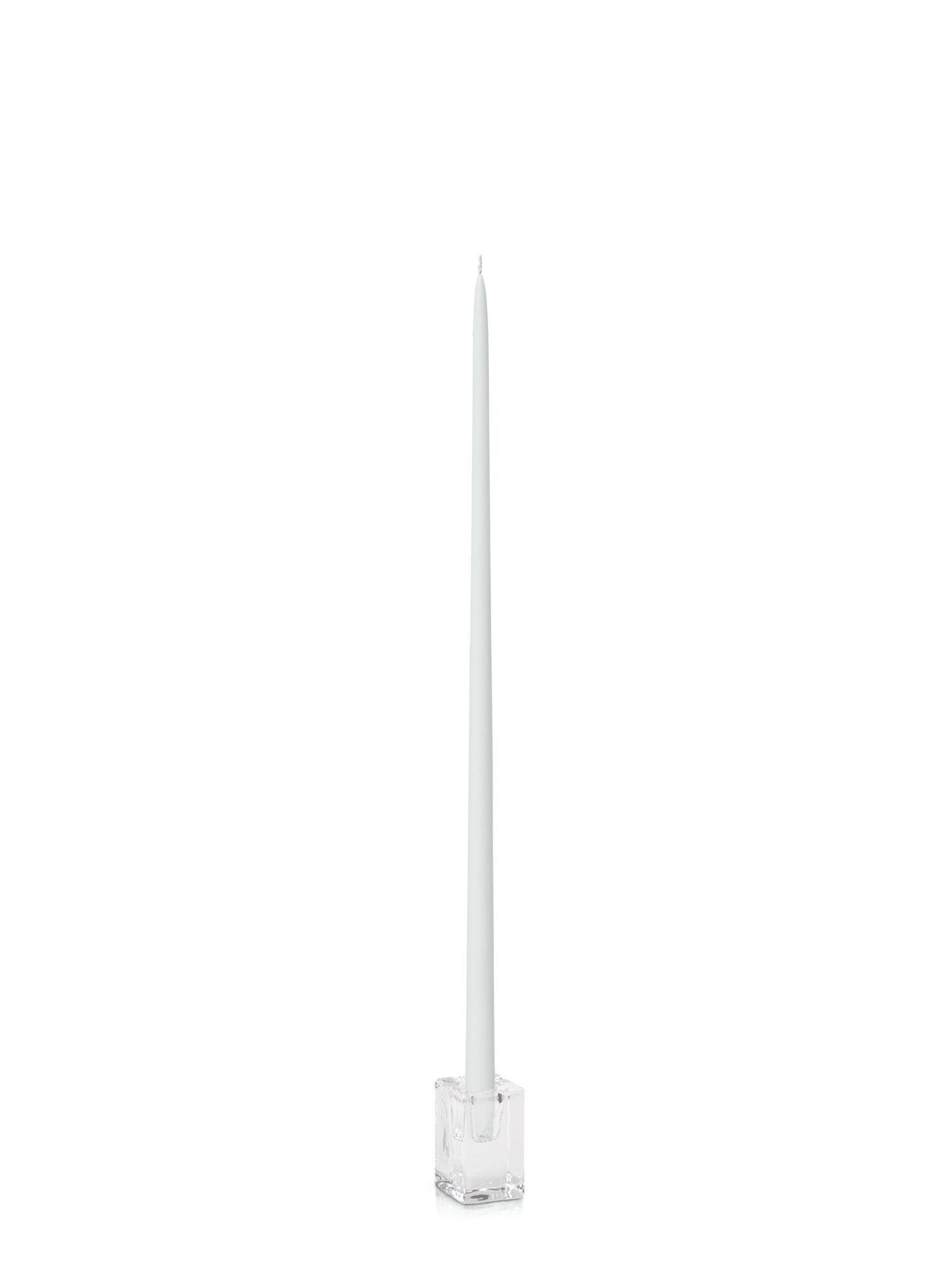 White 55cm Taper Candles with Glass Cube Holders - Set of 6 Pack of 6