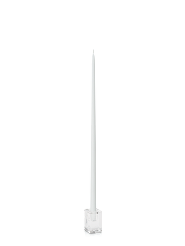 White 55cm Taper Candles with Glass Cube Holders - Set of 6 Pack of 6