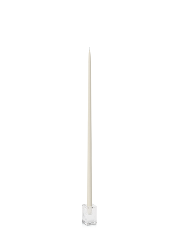 Ivory 65cm Taper Candles with Glass Cube Holders - Set of 6 Pack of 6