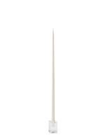 Ivory 65cm Taper Candles with Glass Cube Holders - Set of 6