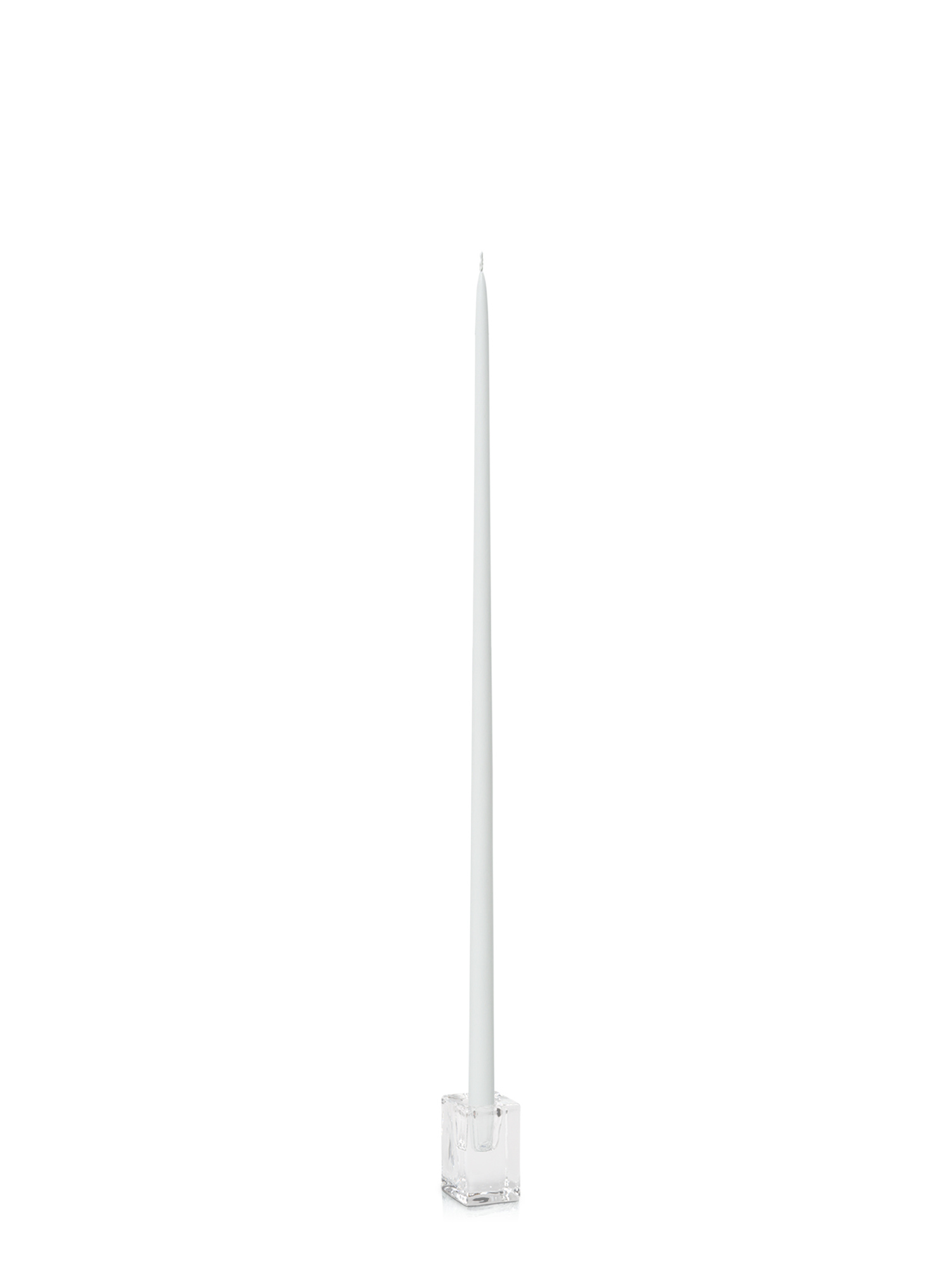 White 65cm Taper Candles with Glass Cube Holders - Set of 6 Pack of 6