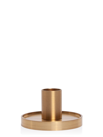 Ivory 30cm Dinner Candles with Small Gold Maya Metal Holders and Glass Sleeves - Set of 12