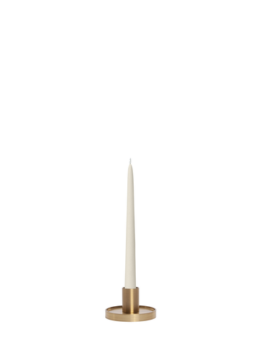 Ivory 25cm Taper Candles with Small Gold Maya Metal Holders - Set of 12 Pack of 12