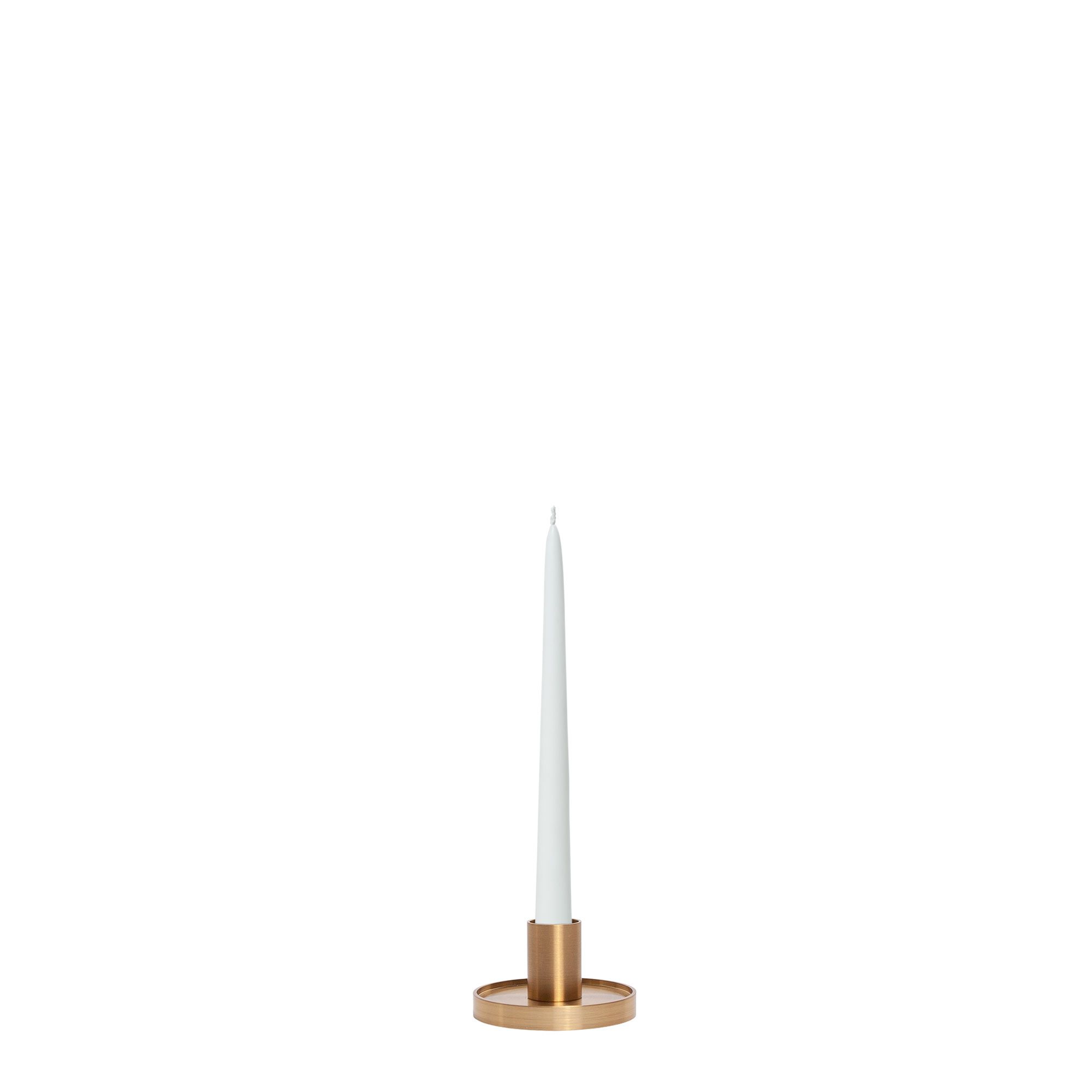 White 25cm Taper Candles with Small Gold Maya Metal Holders - Set of 12 Pack of 12