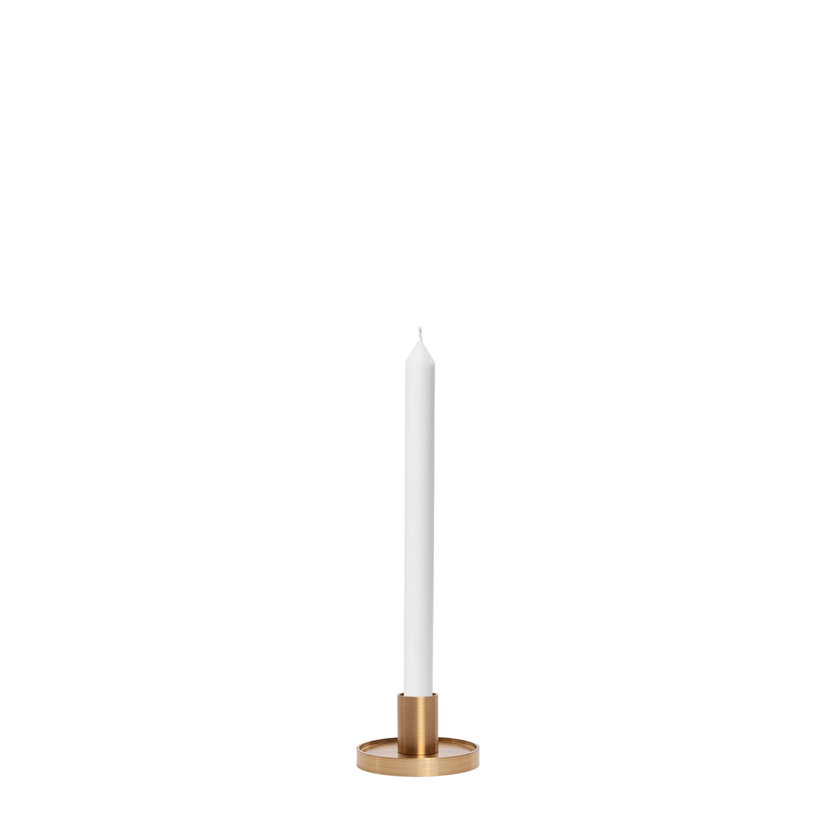White 30cm Dinner Candles with Small Gold Maya Metal Holders - Set of 12 Pack of 12