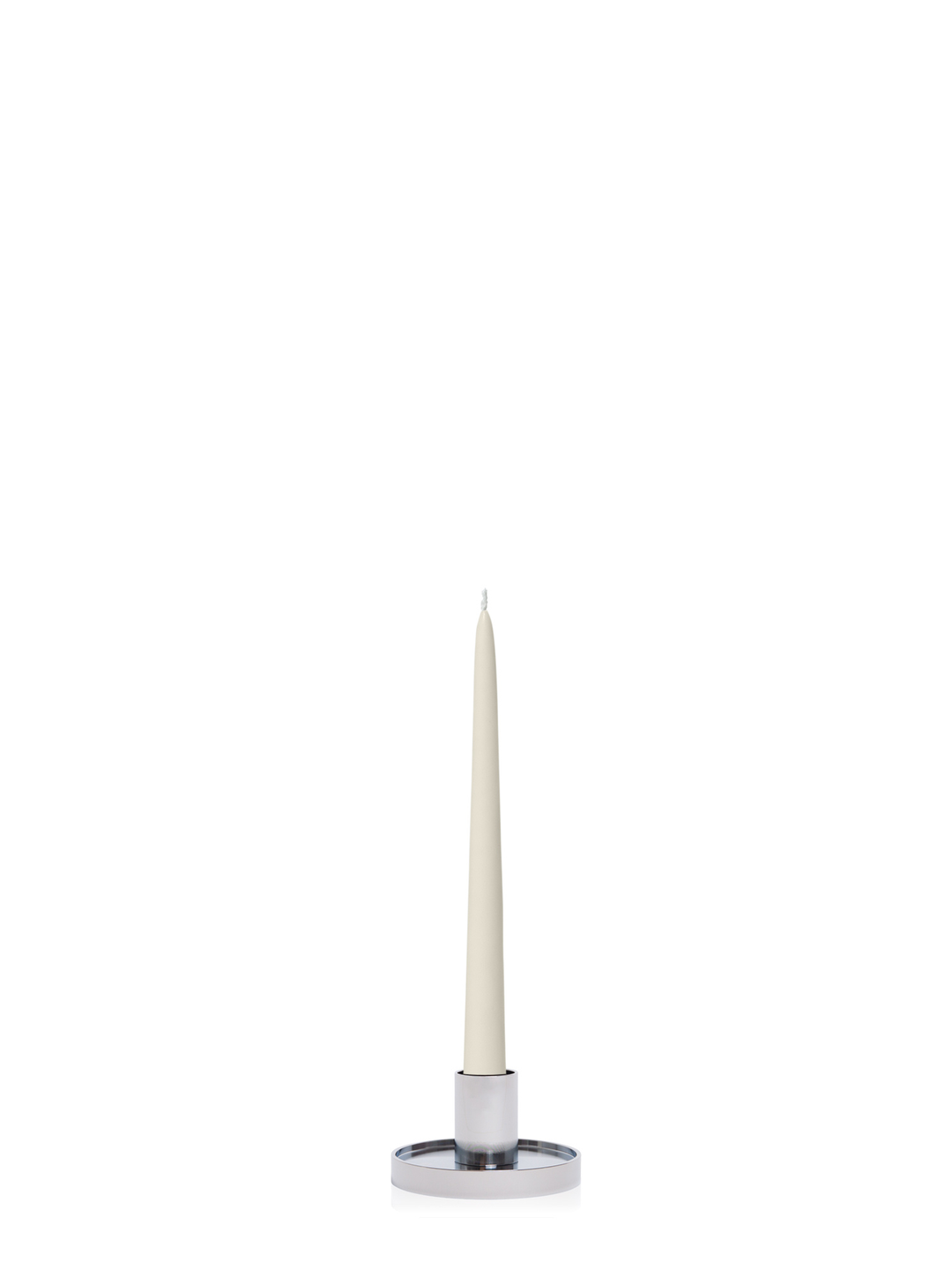 Ivory 25cm Taper Candles with Small Silver Maya Metal Holders - Set of 12 Pack of 12