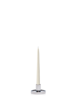 Ivory 25cm Taper Candles with Small Silver Maya Metal Holders - Set of 12