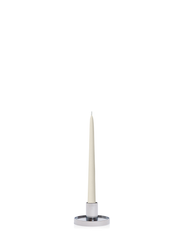 Ivory 25cm Taper Candles with Small Silver Maya Metal Holders - Set of 12 Pack of 12