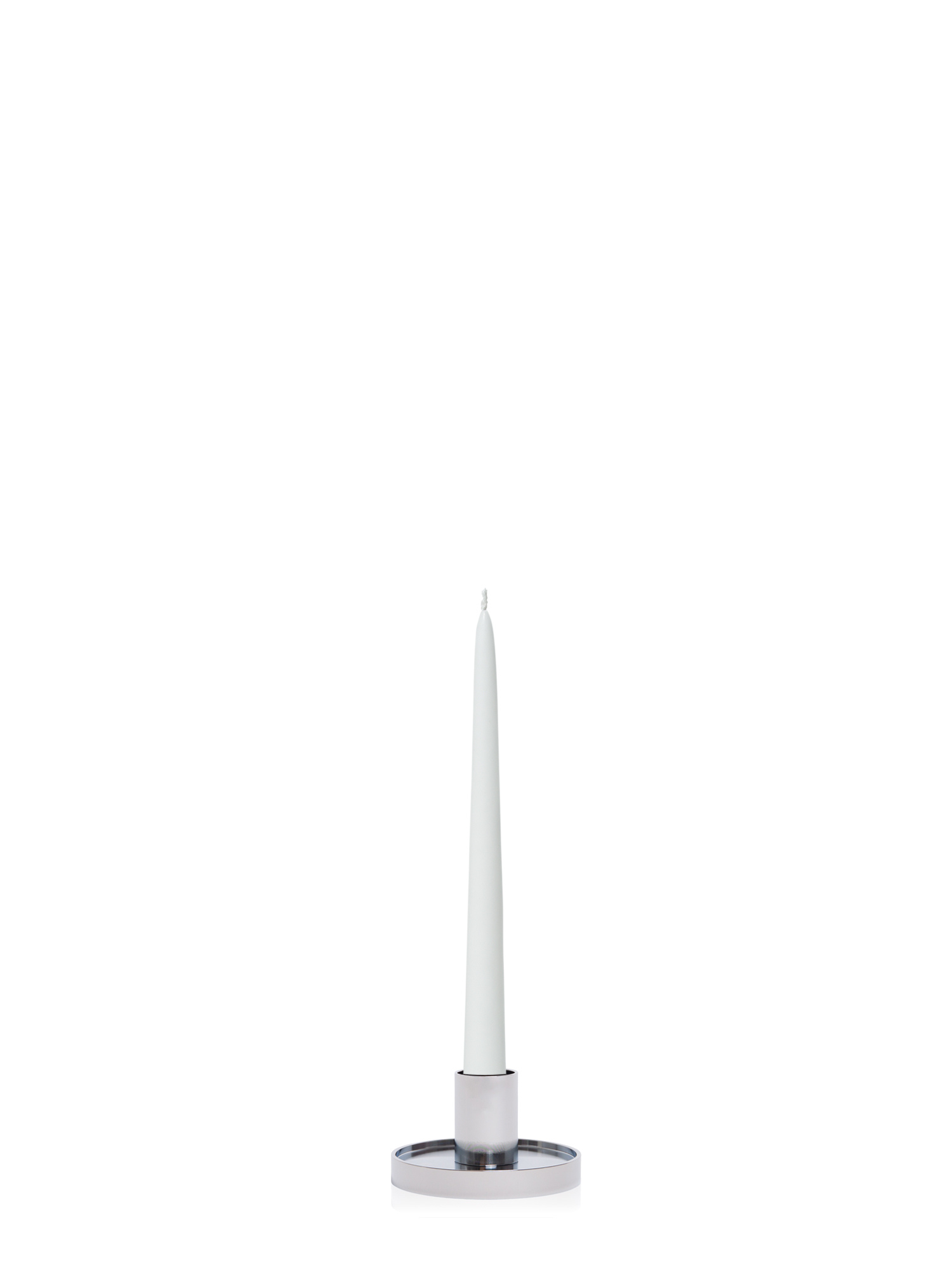 White 25cm Taper Candles with Small Silver Maya Metal Holders - Set of 12 Pack of 12