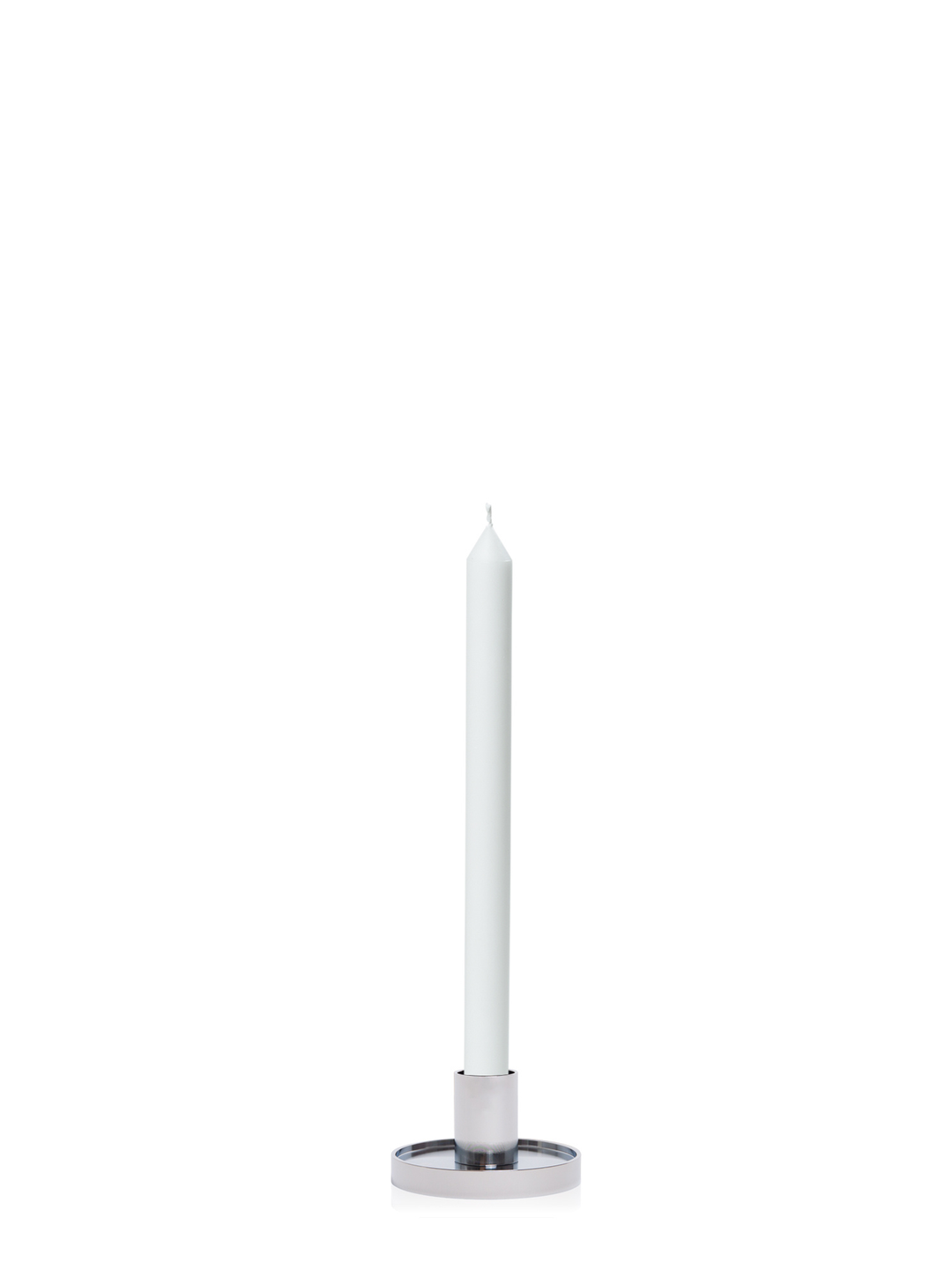 White 30cm Dinner Candles with Small Silver Maya Metal Holders - Set of 12 Pack of 12