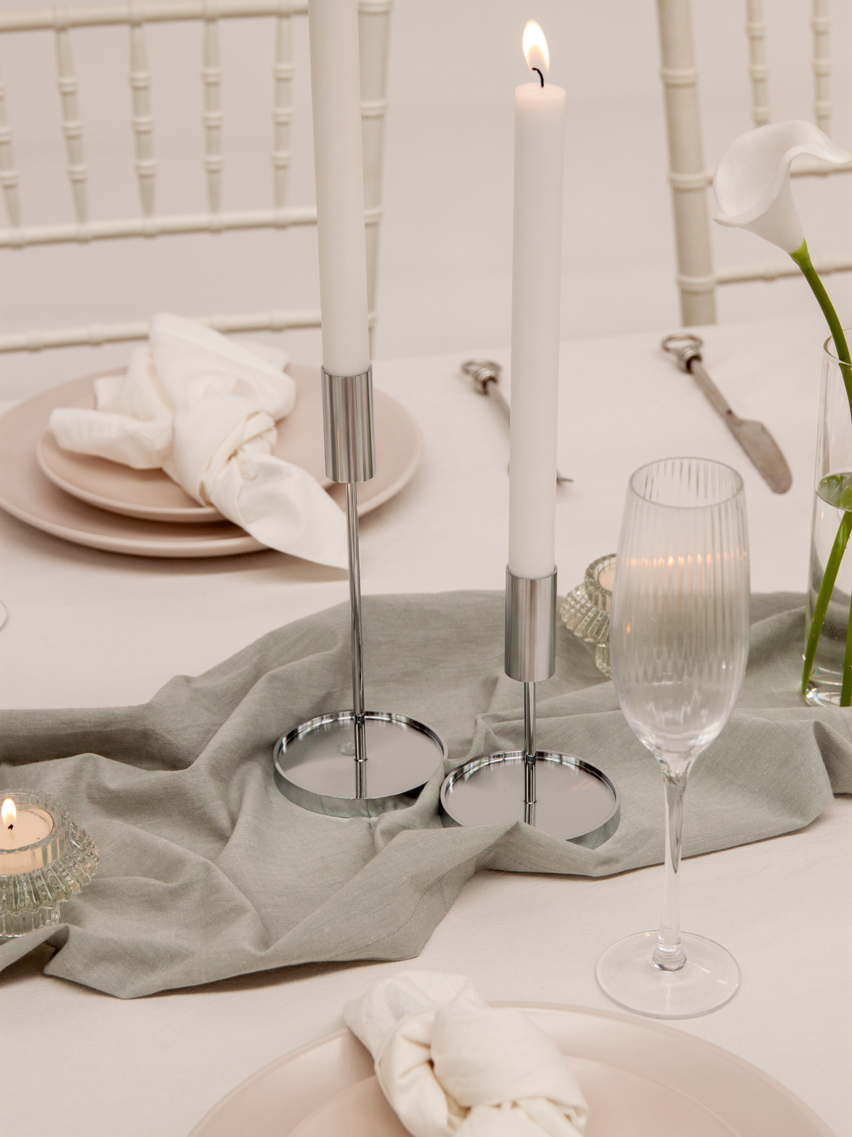 Silver Aria Metal Candle Holder - Large