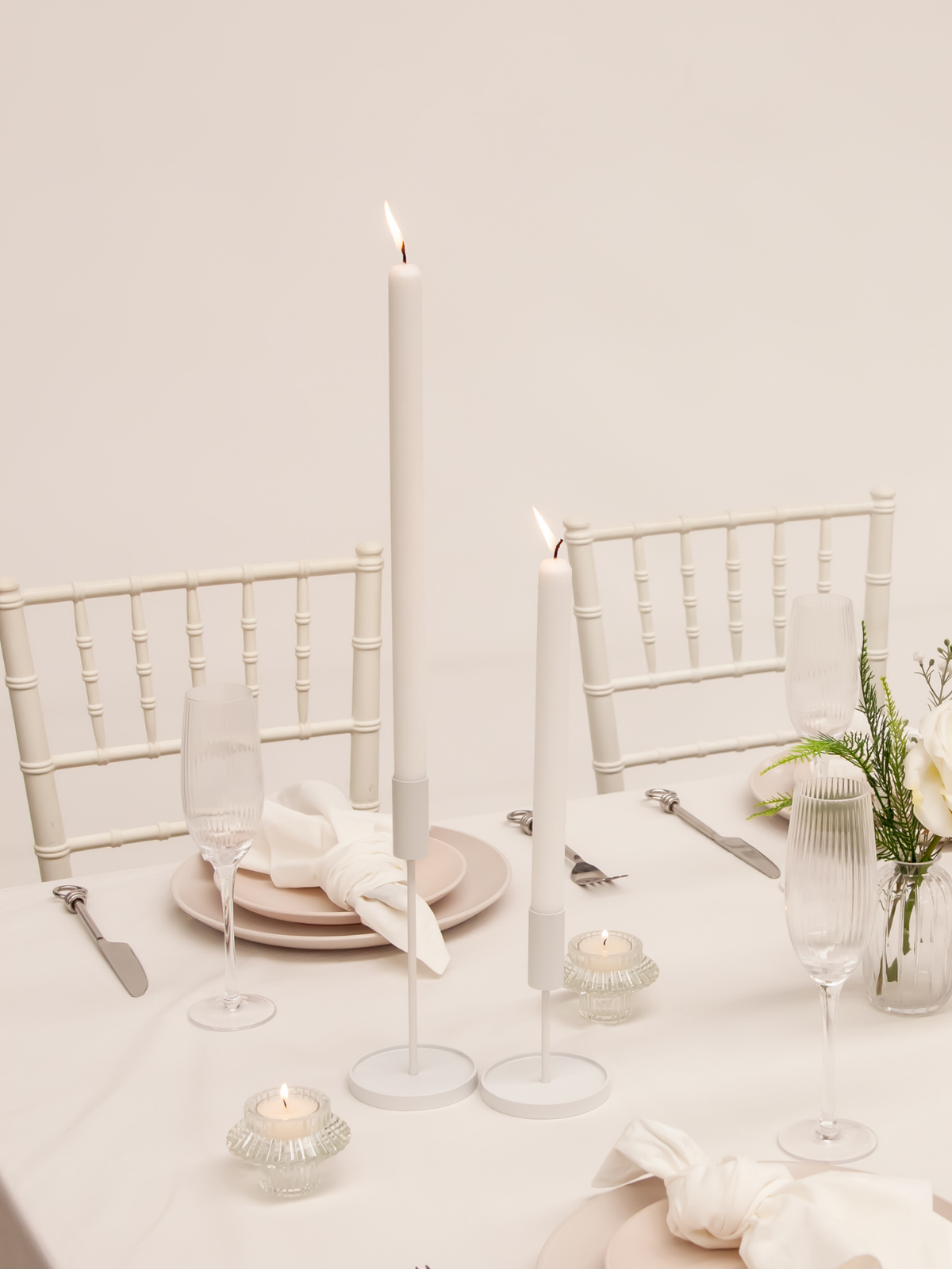 White Aria Metal Candle Holder - Large Pack of 1
