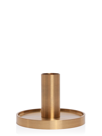 Ivory 35cm Taper Candles with Medium Gold Maya Metal Holders - Set of 12