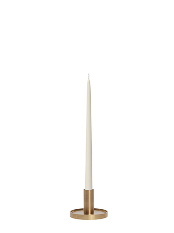 Ivory 35cm Taper Candles with Medium Gold Maya Metal Holders - Set of 12 Pack of 12