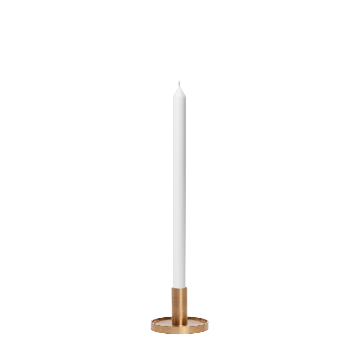 White 40cm Dinner Candles with Medium Gold Maya Metal Holders - Set of 12 Pack of 12