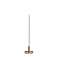 White 40cm Dinner Candles with Medium Gold Maya Metal Holders - Set of 12