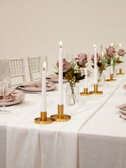 White 40cm Dinner Candles with Medium Gold Maya Metal Holders - Set of 12 Pack of 12