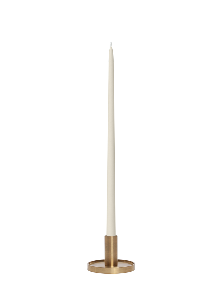 Ivory 45cm Taper Candles with Medium Gold Maya Metal Holders - Set of 6 Pack of 6