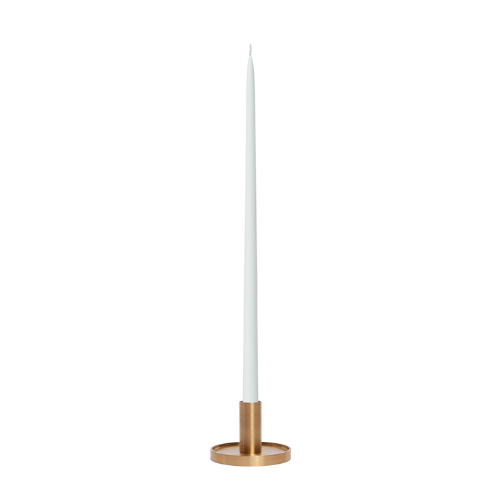 White 65cm Taper Candles with Medium Gold Maya Metal Holders - Set of 6 Pack of 6