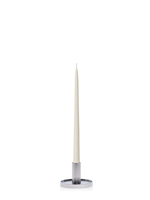 Ivory 35cm Taper Candles with Medium Silver Maya Metal Holders - Set of 12