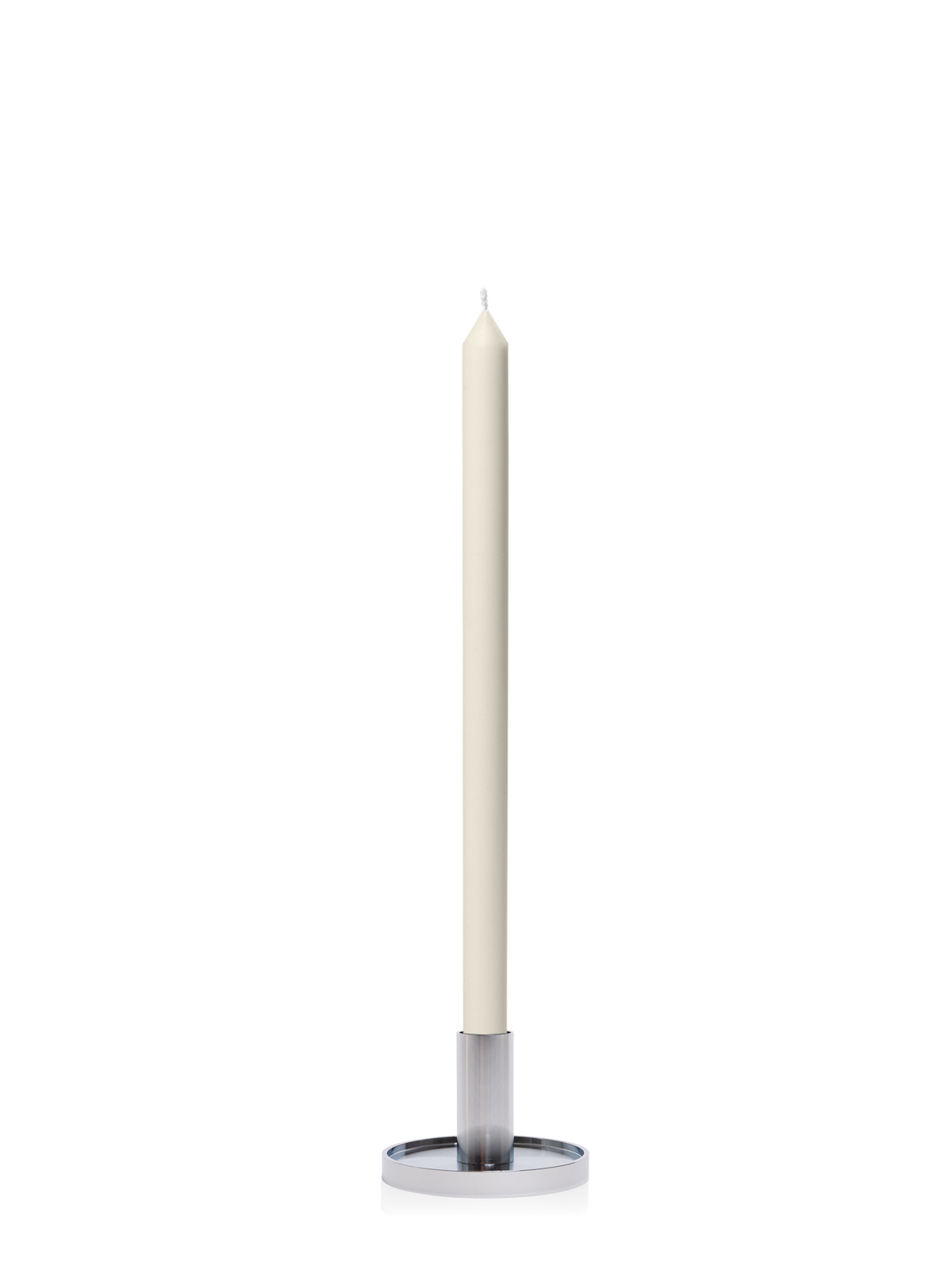 Ivory 40cm Dinner Candles with Medium Silver Maya Metal Holders - Set of 12 Pack of 12