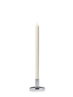 Ivory 40cm Dinner Candles with Medium Silver Maya Metal Holders - Set of 12