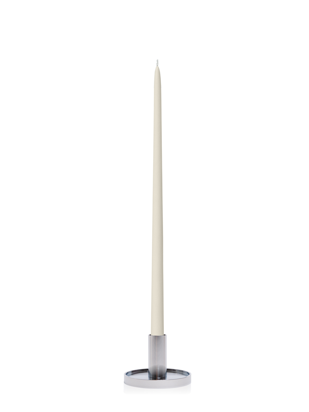 Ivory 45cm Taper Candles with Medium Silver Maya Metal Holders - Set of 6 Pack of 6