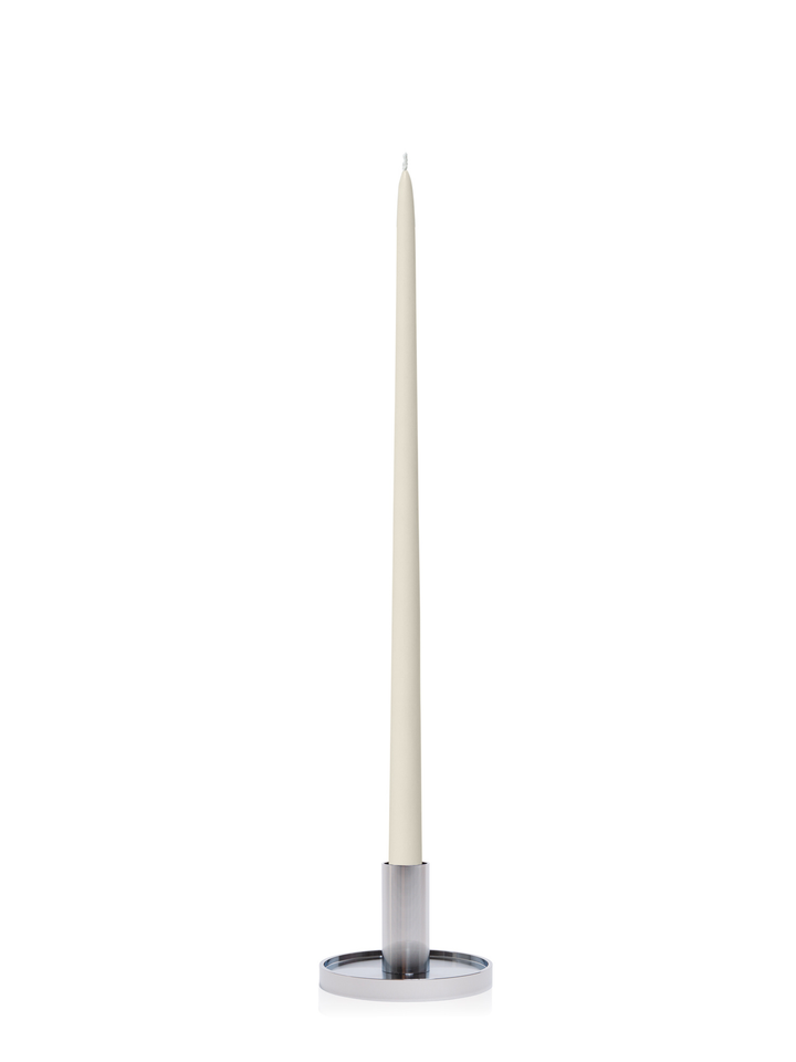Ivory 45cm Taper Candles with Medium Silver Maya Metal Holders - Set of 6 Pack of 6