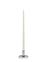 Ivory 45cm Taper Candles with Medium Silver Maya Metal Holders - Set of 6