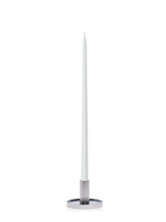 White 45cm Taper Candles with Medium Silver Maya Metal Holders - Set of 6