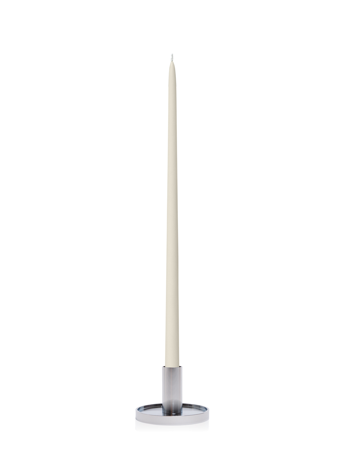 Ivory 55cm Taper Candles with Medium Silver Maya Metal Holders - Set of 6 Pack of 6