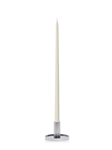 Ivory 55cm Taper Candles with Medium Silver Maya Metal Holders - Set of 6 Pack of 6