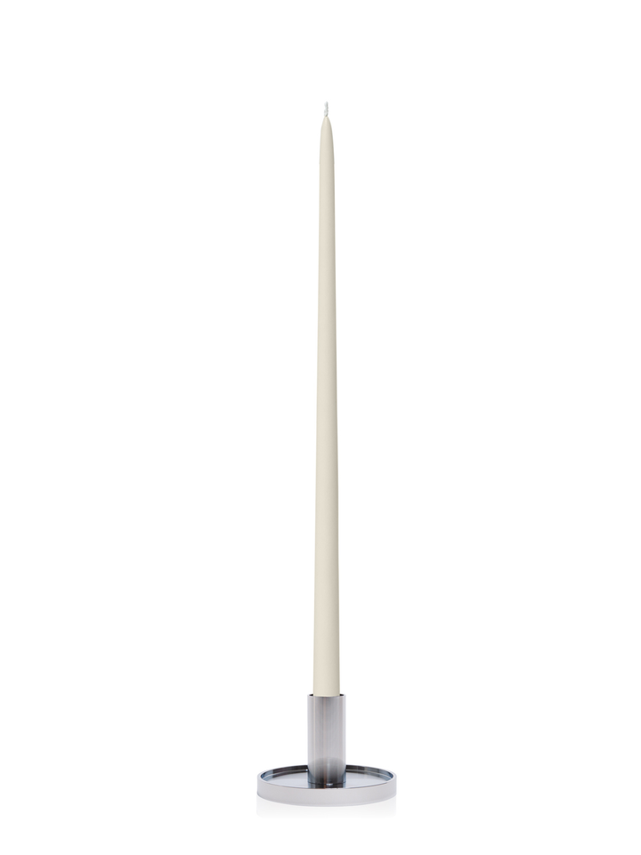 Ivory 55cm Taper Candles with Medium Silver Maya Metal Holders - Set of 6 Pack of 6