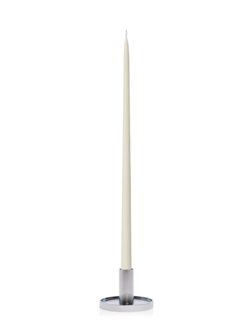Ivory 65cm Taper Candles with Medium Silver Maya Metal Holders - Set of 6 Pack of 6