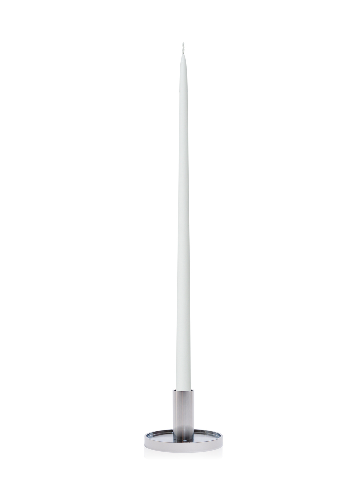White 65cm Taper Candles with Medium Silver Maya Metal Holders - Set of 6 Pack of 6