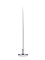 White 65cm Taper Candles with Medium Silver Maya Metal Holders - Set of 6