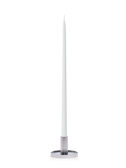 White 65cm Taper Candles with Medium Silver Maya Metal Holders - Set of 6 Pack of 6