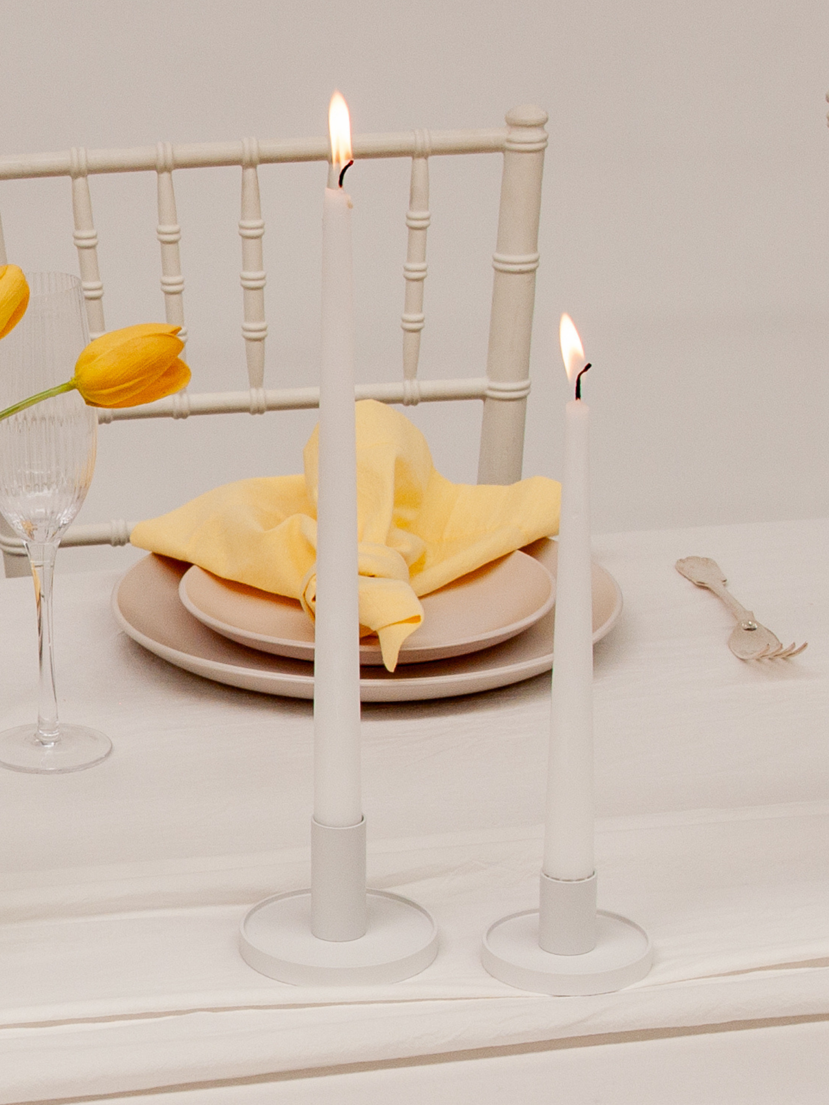 White Maya Metal Candle Holder - Medium