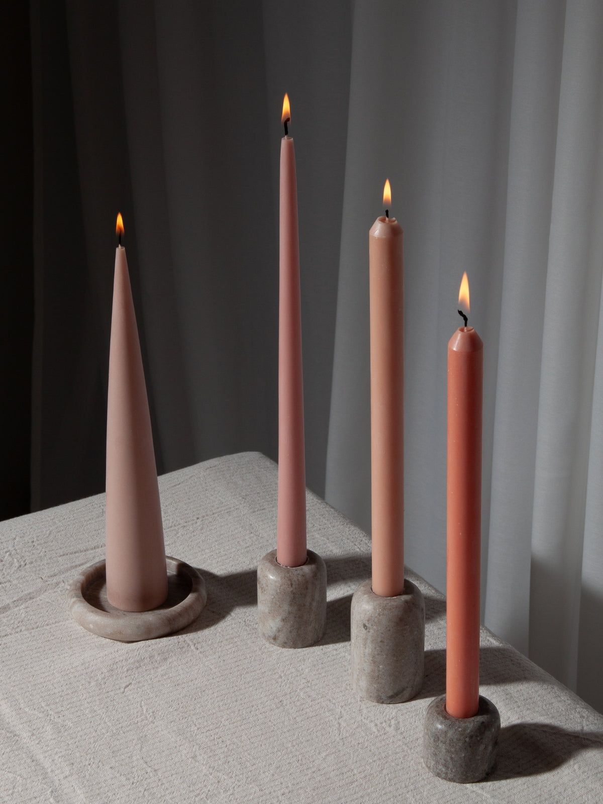 Beige Sienna Marble Candle Holder - Medium