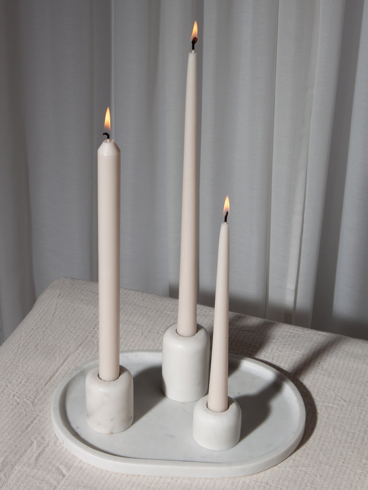 White Sienna Marble Candle Holder - Large Pack of 1